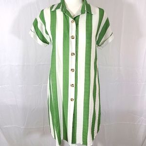 Green and white striped midi dress Size S Shein
